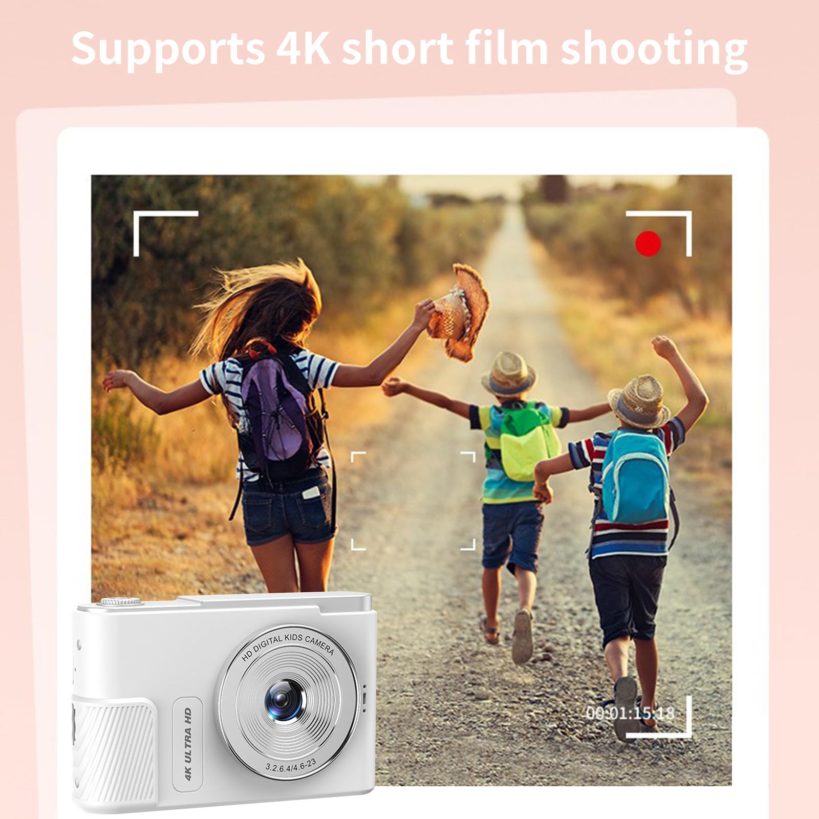 4K Digital Camera with Dual Front & Rear Lenses - HD Video Recording, Optical Zoom, Large Battery & Lightweight Design for Travel Vlogging, YouTube Content Creation & Outdoor Photography