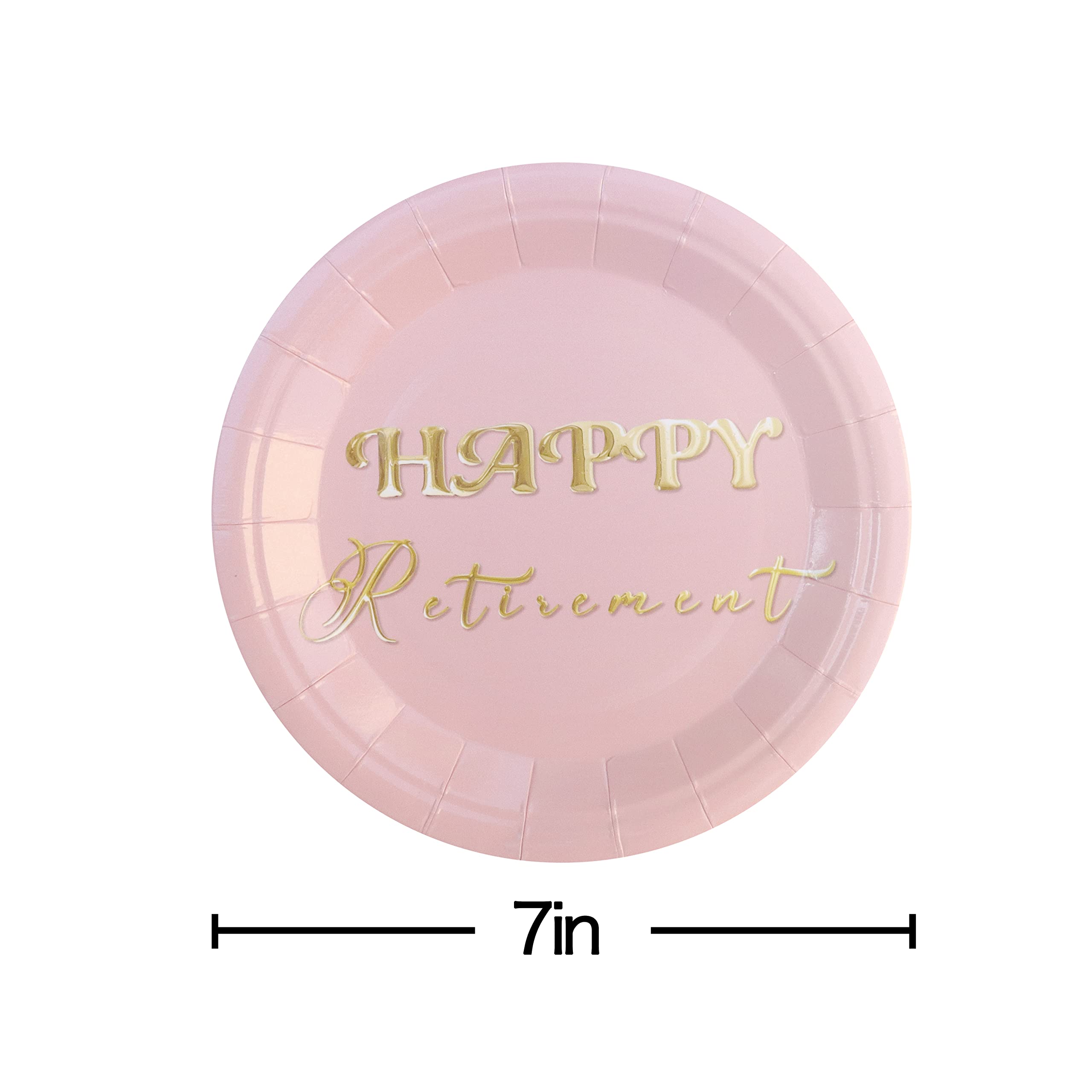 50-Piece Rose Gold Retirement Party Dessert Plates - 7 Inch Disposable Pink Cake Plates for Women's Retirement Celebration - Perfect for Retirement Parties, Bridal Showers & Birthday Events