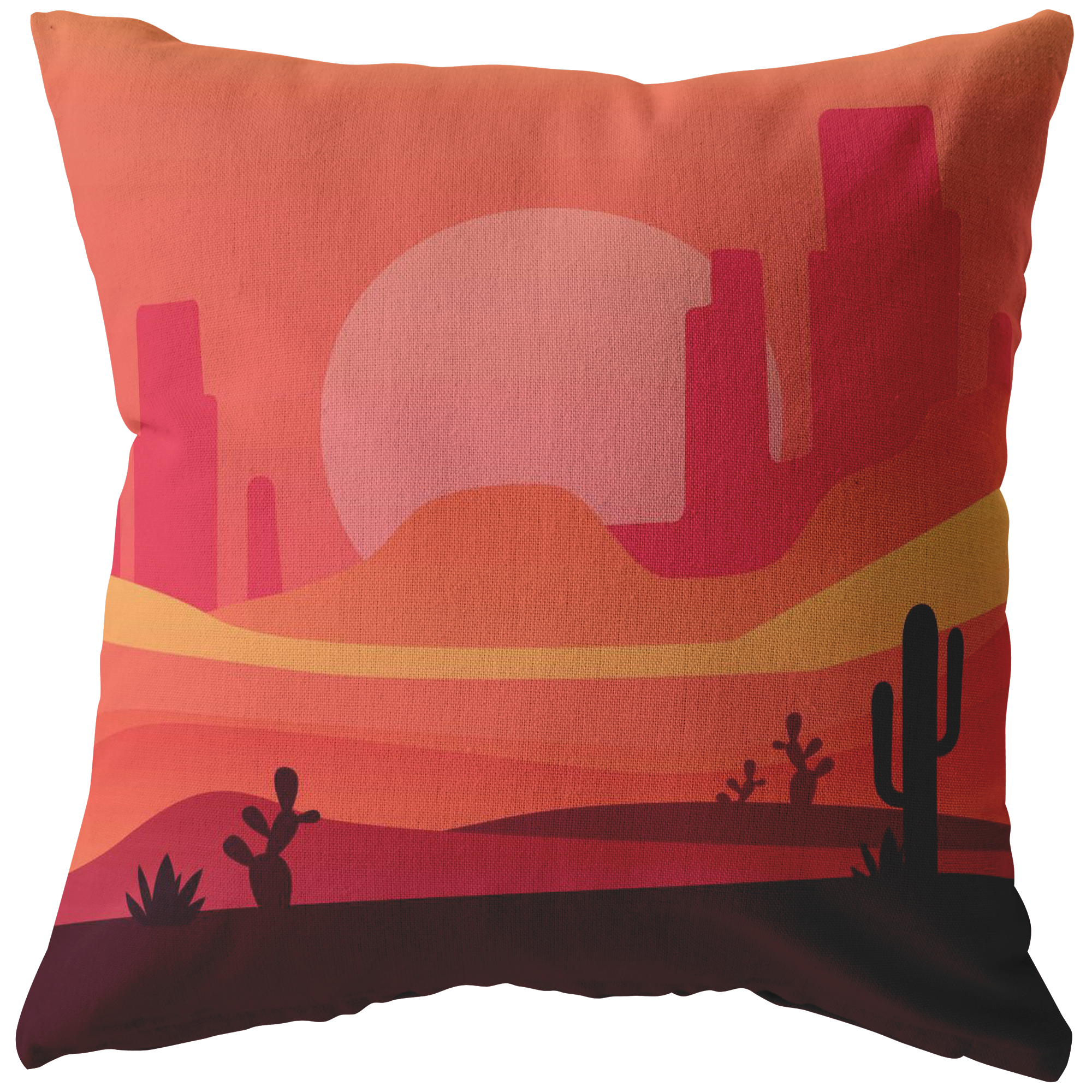 Desert Landscape Accent Pillow - Boho Chic Home Decor for Sofa, Bed & Living Room - Perfect for Southwest Style & Western Themed Interiors