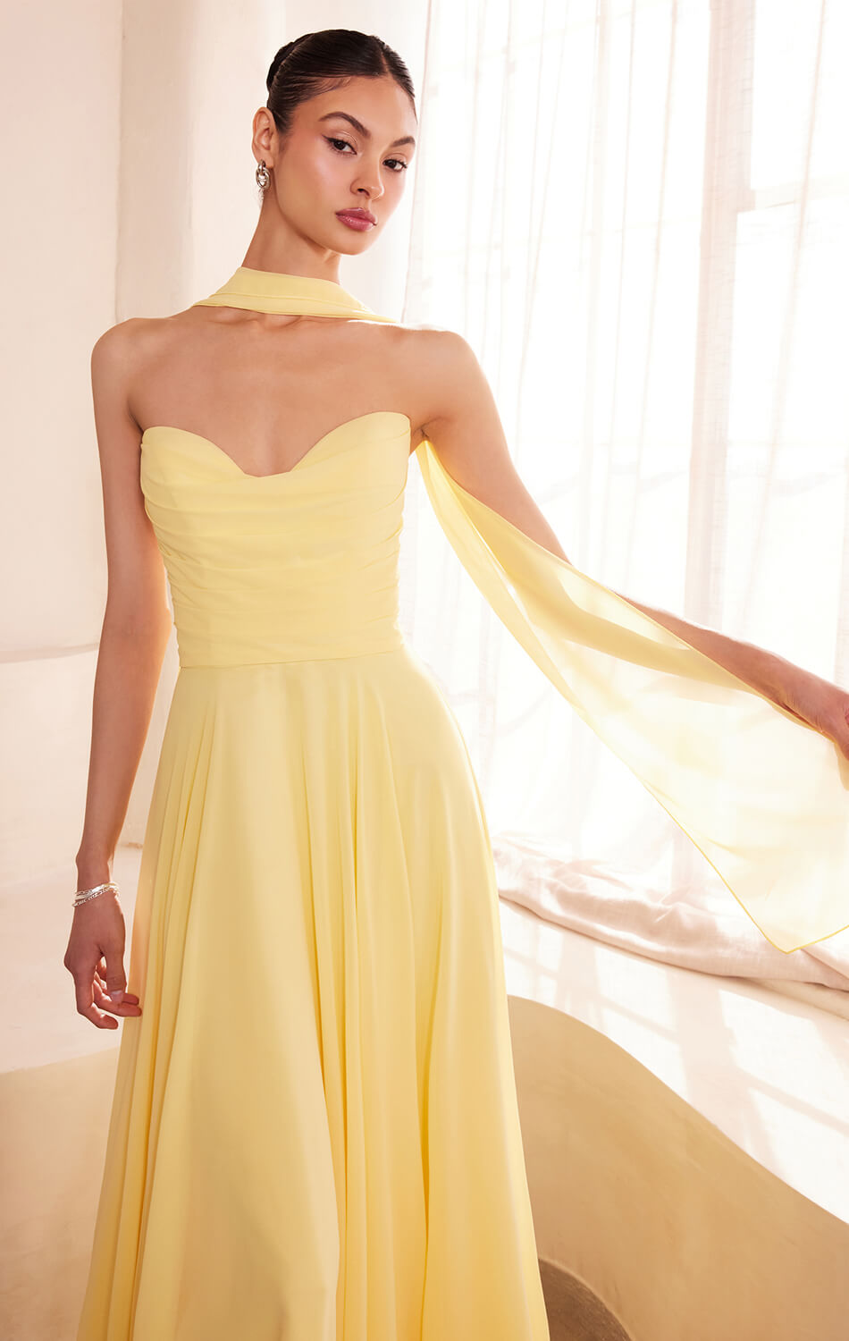 Ella Gown - A-Line Strapless Chiffon Wedding Dress for Brides | Perfect for Beach Weddings, Evening Galas & Formal Events