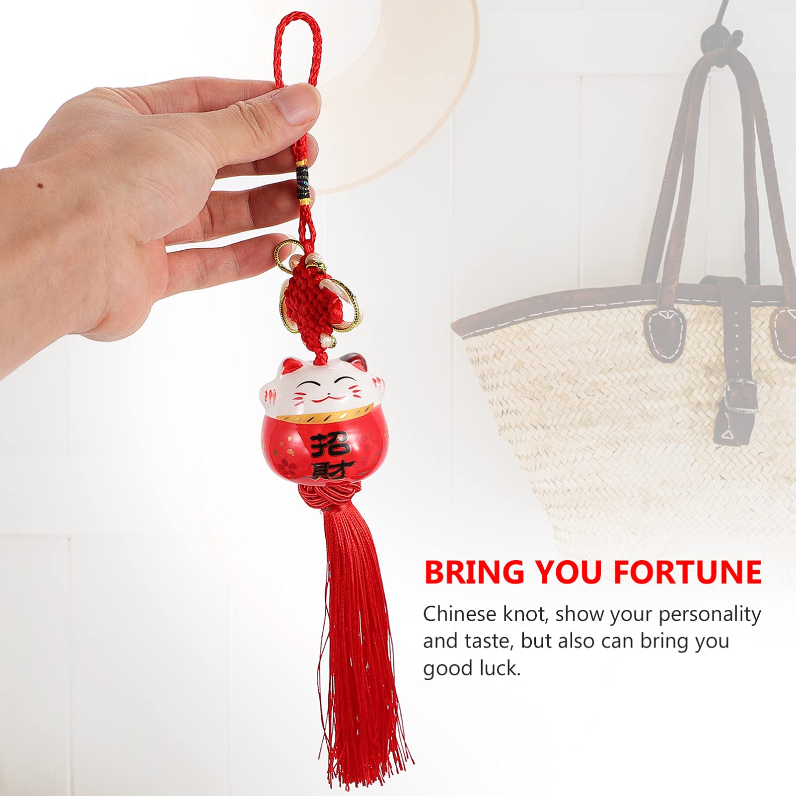 VOSAREA Feng Shui Car Pendant - 3Pcs Lucky Coin Tassel Ornament for Rearview Mirror & Home Decor