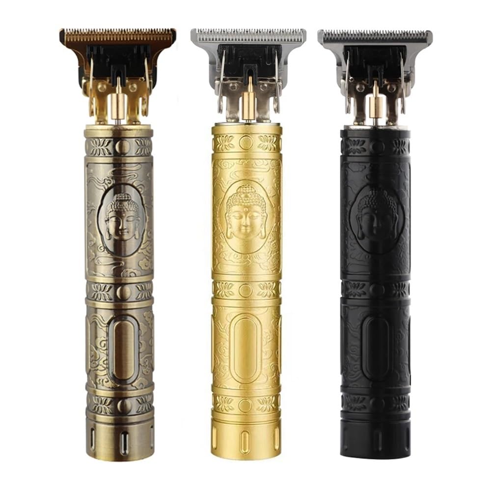 Professional Electric Hair Clipper Set - Razor Sharp Lightweight Trimmer for Men & Women with Oil Head & Carving Mark - Perfect for Home Haircuts, Beard Trimming & Styling (Plastic Buddha Design)