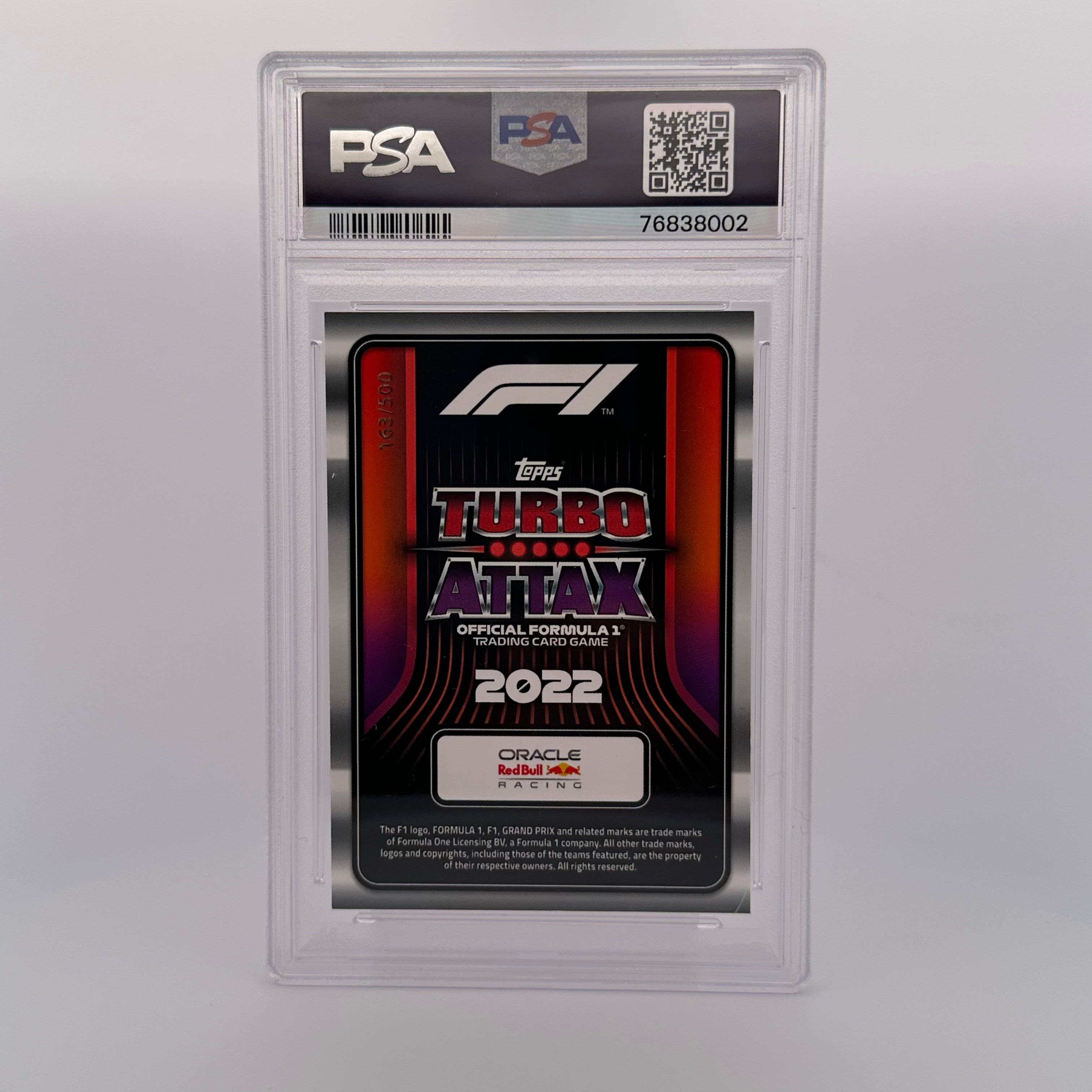 PSA 10 Graded 163/500 Max Verstappen #330 Red F1 Racing Card - Perfect for Collectors, Sports Memorabilia Displays & Formula 1 Fan Gifts