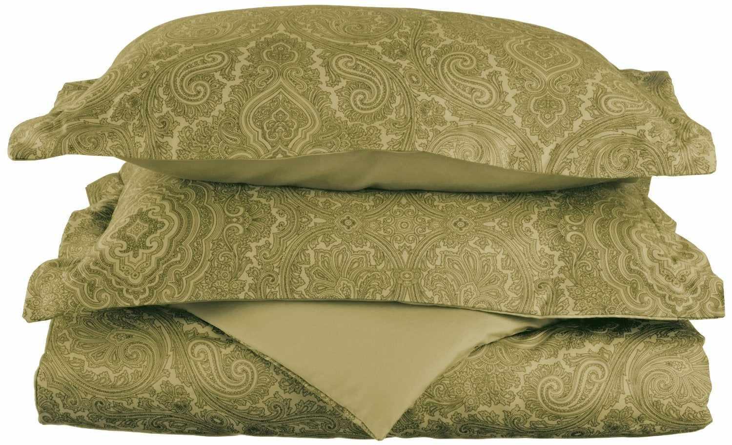 Luxury 600 Thread Count Cotton Blend Italian Paisley Duvet Cover Set - King Size Bedding for Elegant Master Bedroom Decor