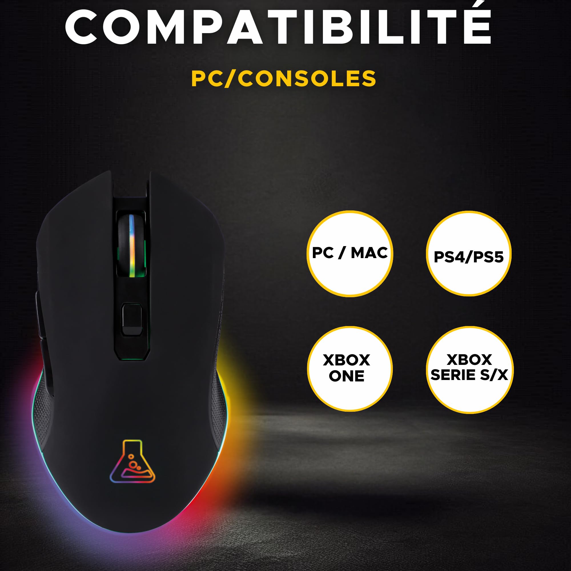 G Lab Kult Helium Wireless Gaming Mouse - Rechargeable 6400 DPI, RGB Backlit with 7 Colors, Wireless Gaming Mouse for PC, PS5, Xbox - Perfect for FPS, MOBA & Esports Gaming