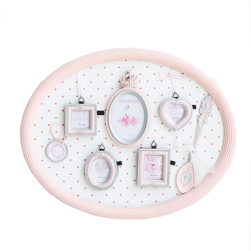 ZYJTGH Pink Cartoon Photo Frame Wall Decor Set - Bedroom Photo Wall Art, Picture Frame Combination & Wall Speaker - Perfect for Home Decor, Living Room, Bedroom & Office Display