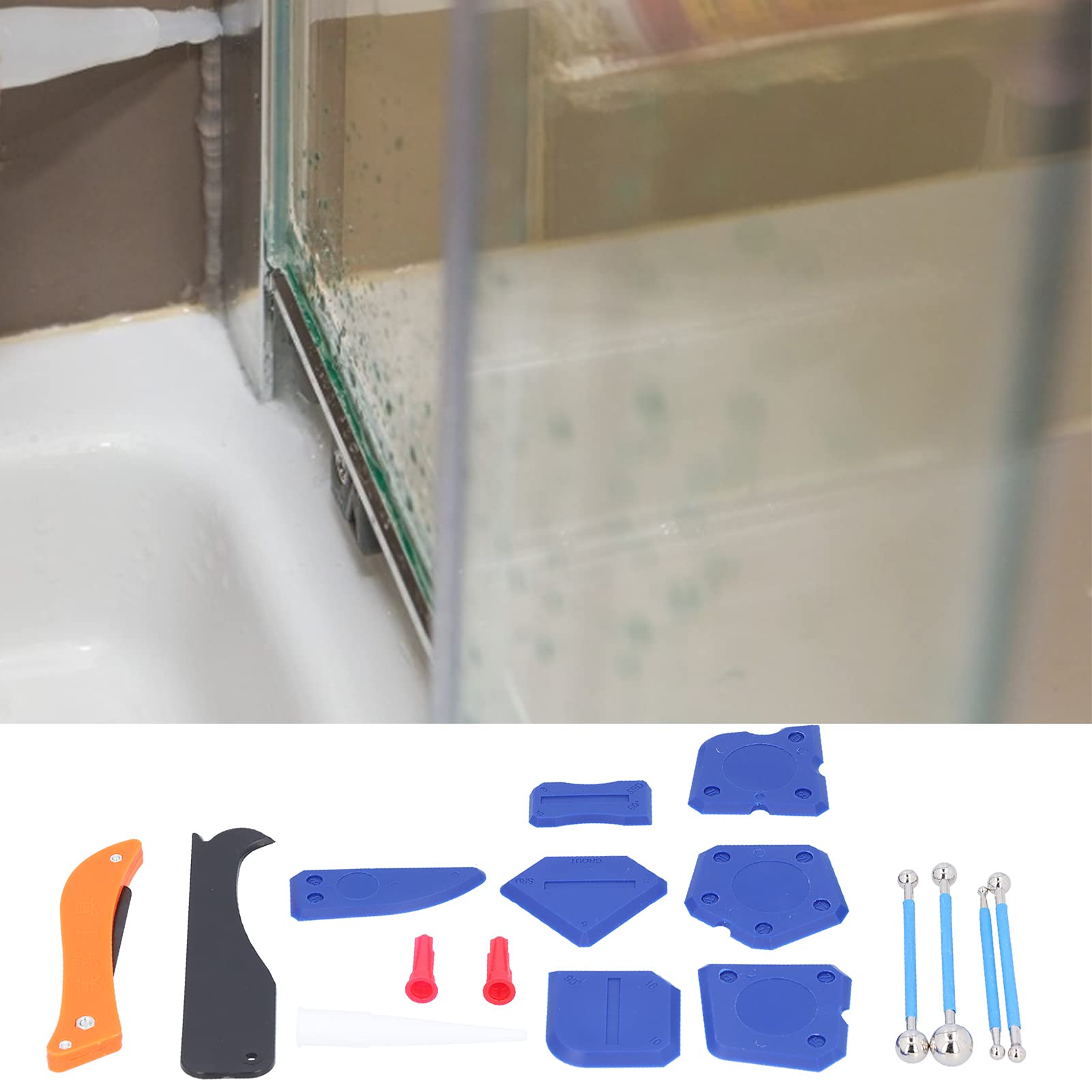 16Pcs Caulk Removal Tool Set - Caulking Clean Tool & Scraper Kit for Removing Glue, Sealing Gaps - Perfect for Home Repair, Bathroom & Kitchen Renovation