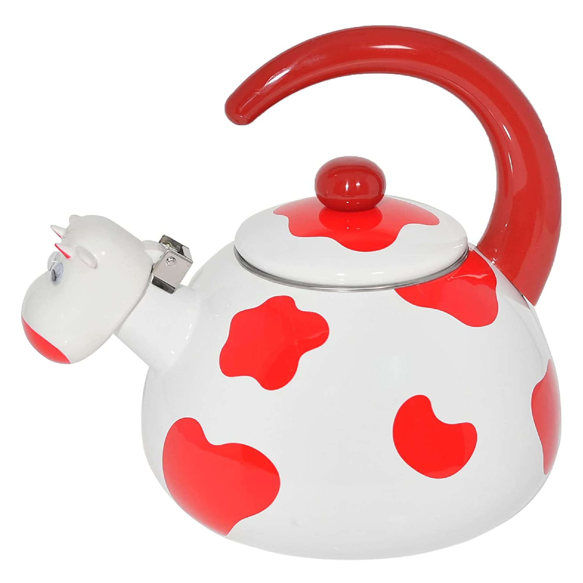 Home-X Red Cow Whistling Tea Kettle - Cute Animal Teapot for Stovetop, Whistling Kitchen Accessories & Home Decor - Perfect for Tea Lovers, Farmhouse Style Kitchens & Gift Giving