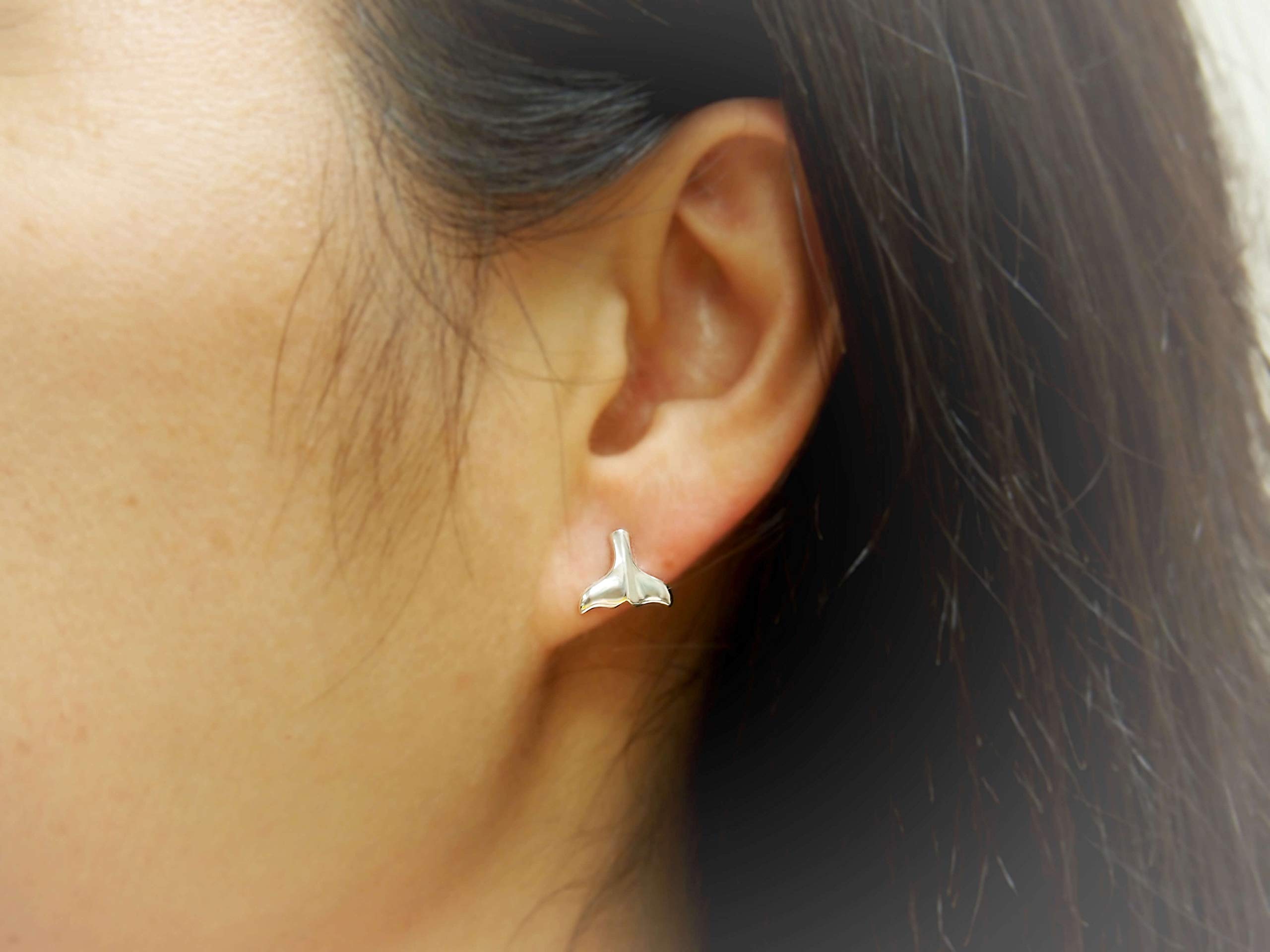 Sterling Silver Small Whale Tail Stud Earrings - Dainty & Elegant Jewelry for Women - Perfect for Everyday Wear, Gifts, and Beach-Themed Outfits