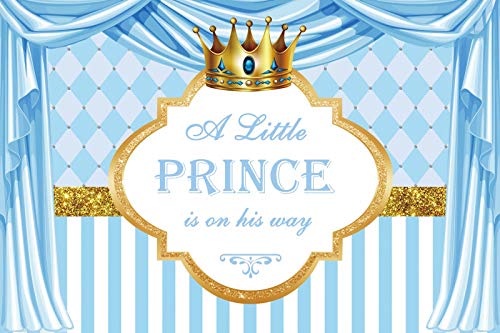 Baocicco 12x8ft The Little Prince Backdrop - Blue Starry Sky Curtain with Golden Crown Banner for Royal Nursery, Baby Shower, Newborn Photography & Boys' Birthday Party Decor | Perfect for Studio Portraits, Themed Events & Kids Room Decorations
