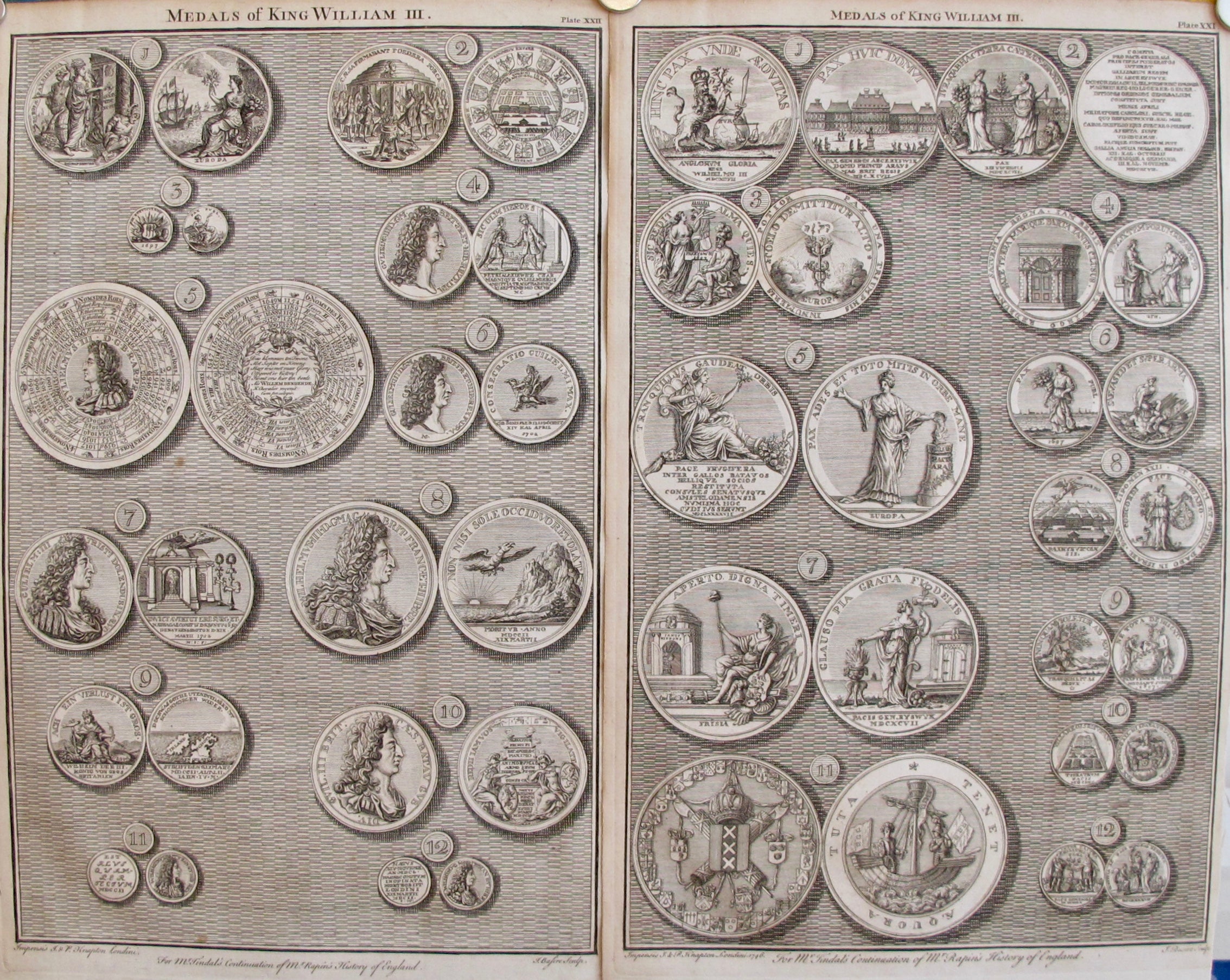 1745 Sheet of British Regal Medals of King William III, 2-Piece Collectible Set - Perfect for Coin Collectors, History Enthusiasts & Display Cases