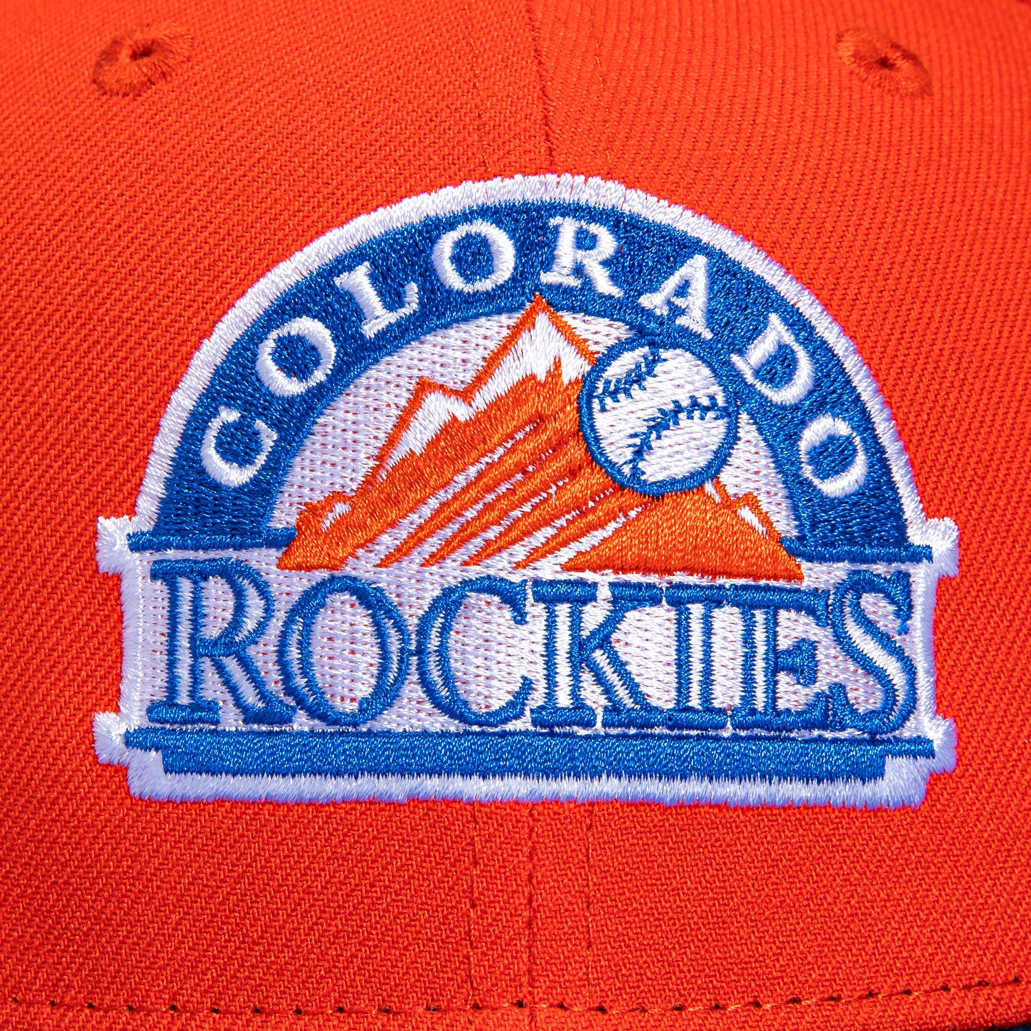 New Era 59Fifty Colorado Rockies Inaugural Patch Logo Hat - Orange & Royal Blue Baseball Cap for Men - Official MLB Team Merchandise for Fans, Sports Events & Casual Wear