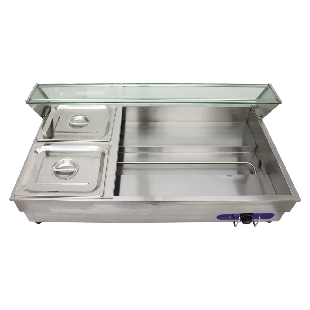 INTSUPERMAI Commercial 6-Pot Countertop Food Warmer | Bain Marie Buffet Heater for Soup, Stews & Catering | 110V Electric Steam Table for Restaurants, Cafeterias & Events