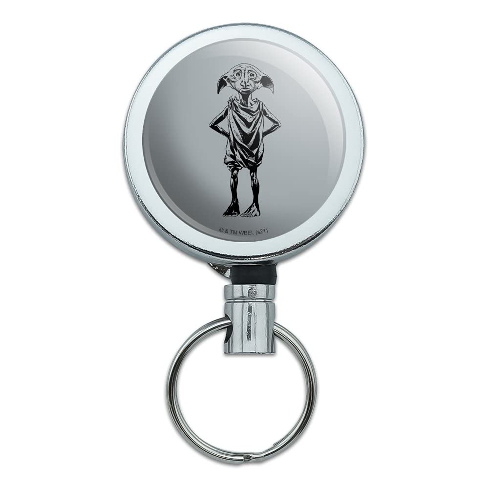 Harry Potter Dobby Metal Retractable ID Badge Holder - Heavy Duty Key Card Reel with Belt Clip for Work, School, and Cosplay
