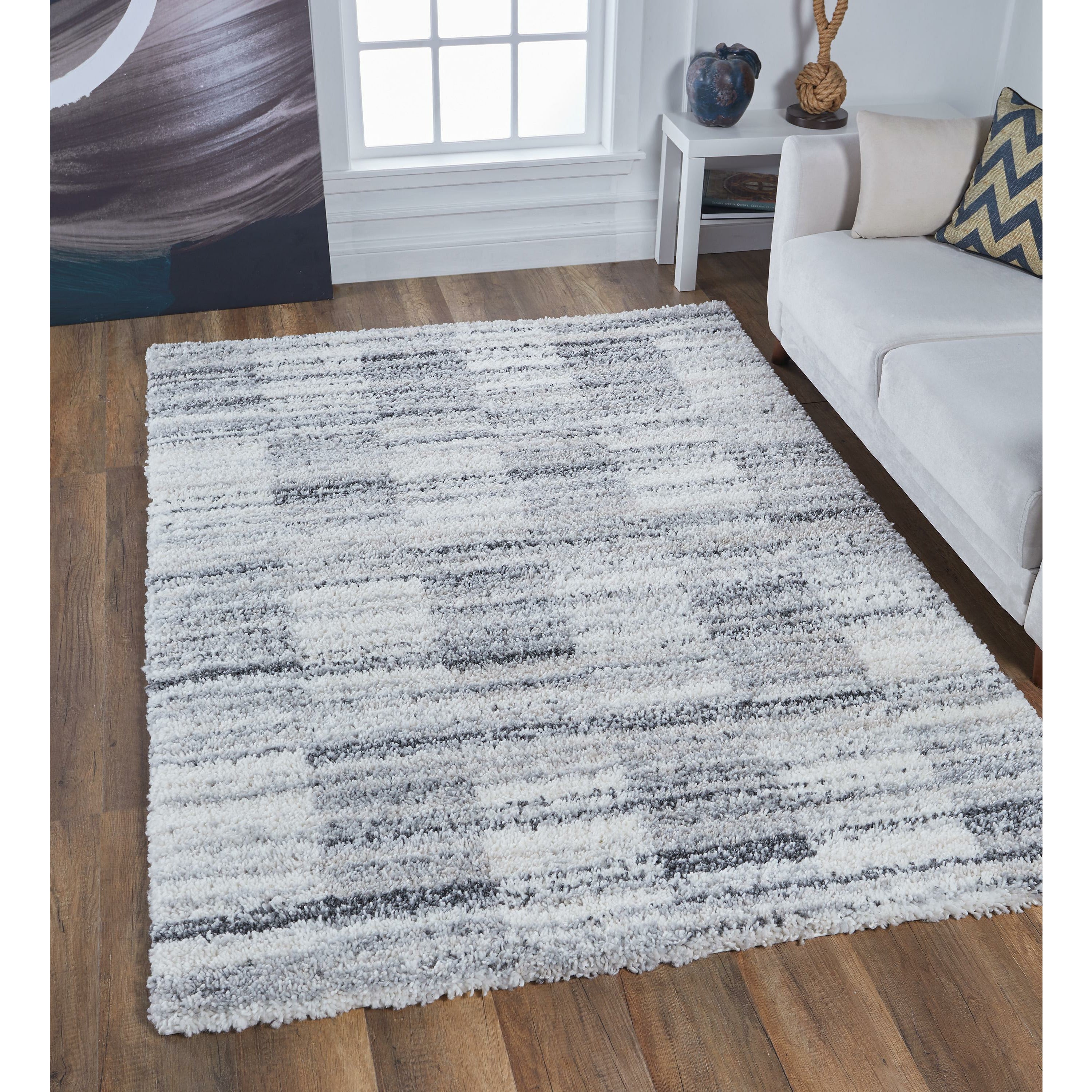 Phoenix Grey Landscape Rug - Soft Modern Area Rug for Living Room, Bedroom, Office - Non-Slip Indoor Outdoor Carpet