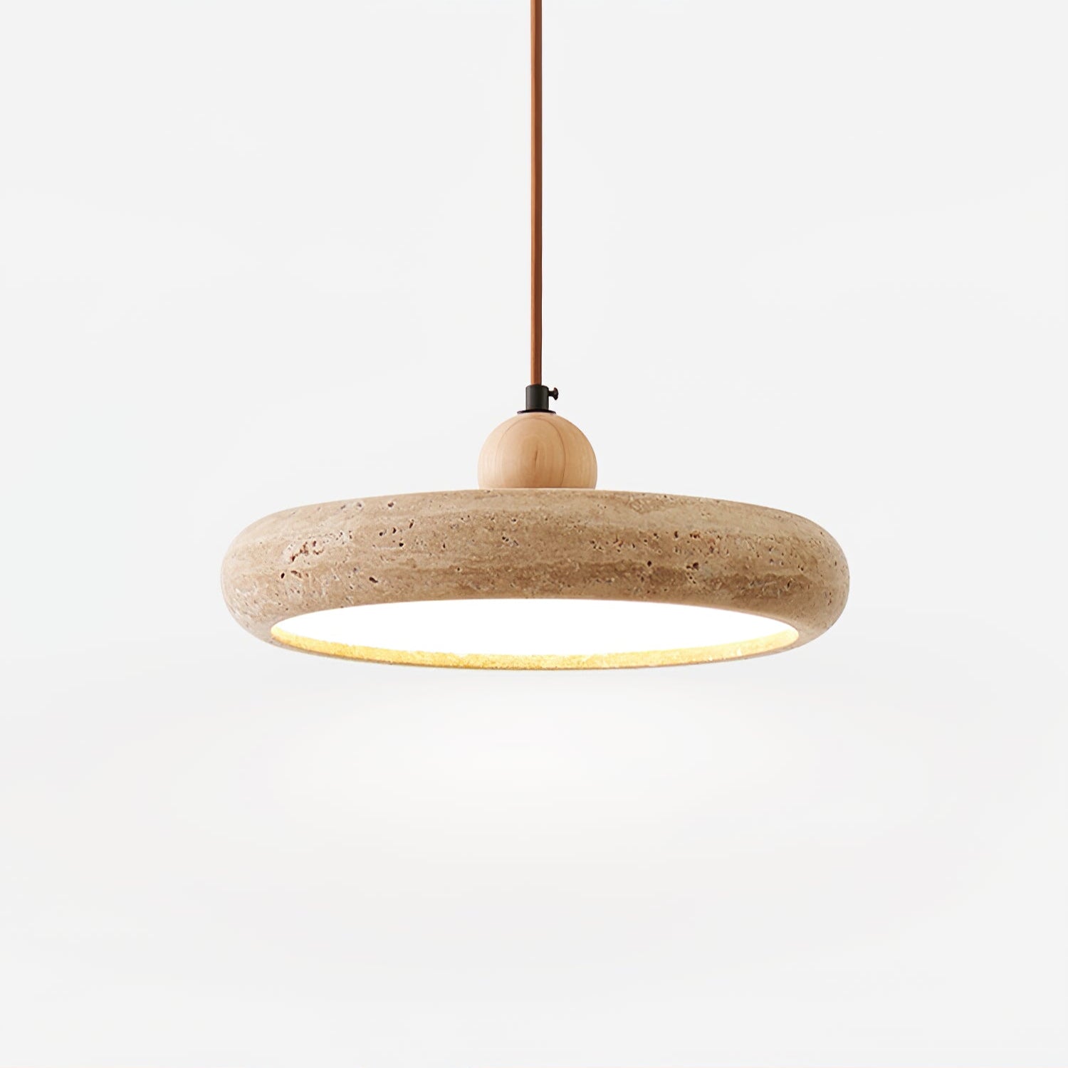 Aurelio Travertine Pendant Light - Modern Natural Stone Hanging Chandelier for Kitchen Island, Dining Room & Living Room Lighting