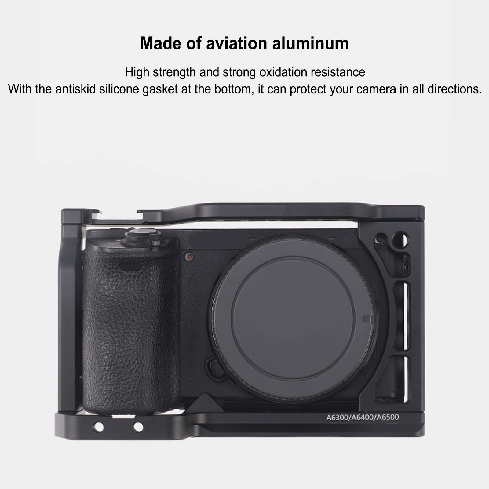 Sony A6500 A6400 A6300 A6000 Camera Protective Aluminum Alloy Base Plate - Anti-Slip Bottom Grip for Photography & Videography | Perfect for Travel Vlogging, Street Photography and Studio Shooting