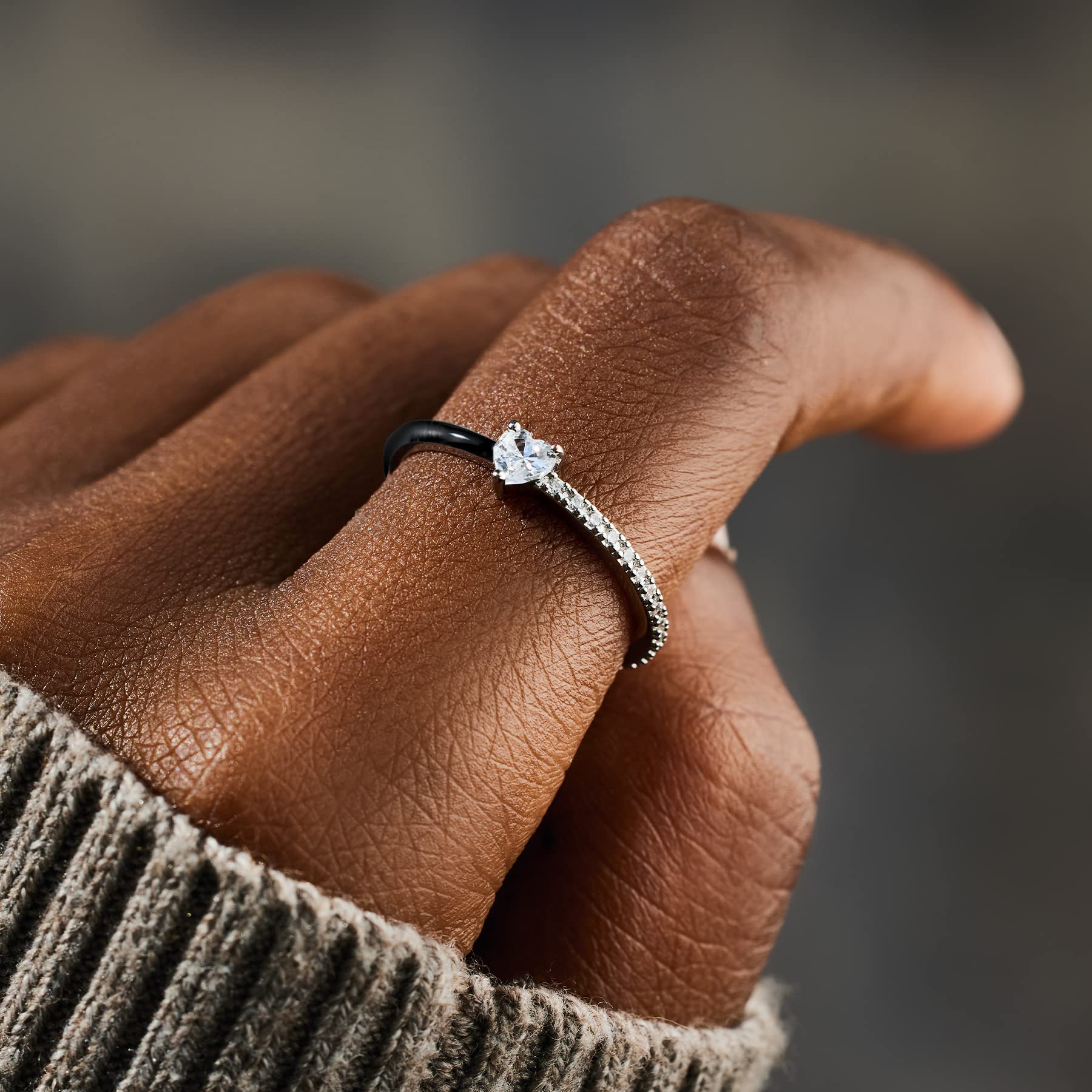 Heart Rings for Women - Silver Plated Love Jewelry, Mother Daughter Best Friend Promise Rings, Heart-Cut Half Enamel Story Jewelry Gifts for Birthday, Christmas & Valentine's Day | Perfect for Anniversaries, Weddings and Special Occasions