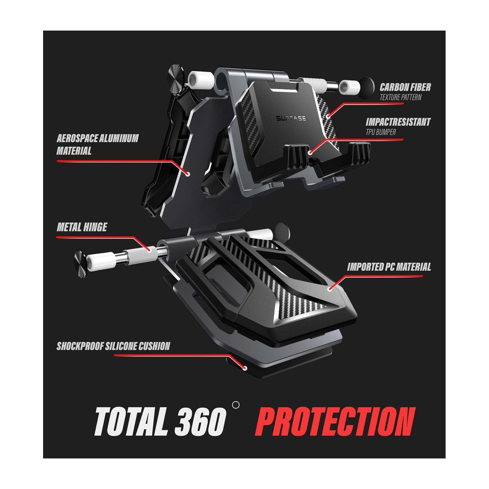 Heavy Duty Phone Stand for Desk - Foldable & Portable, Fits in Pocket - Black | Perfect for Office, Home, and Travel Use