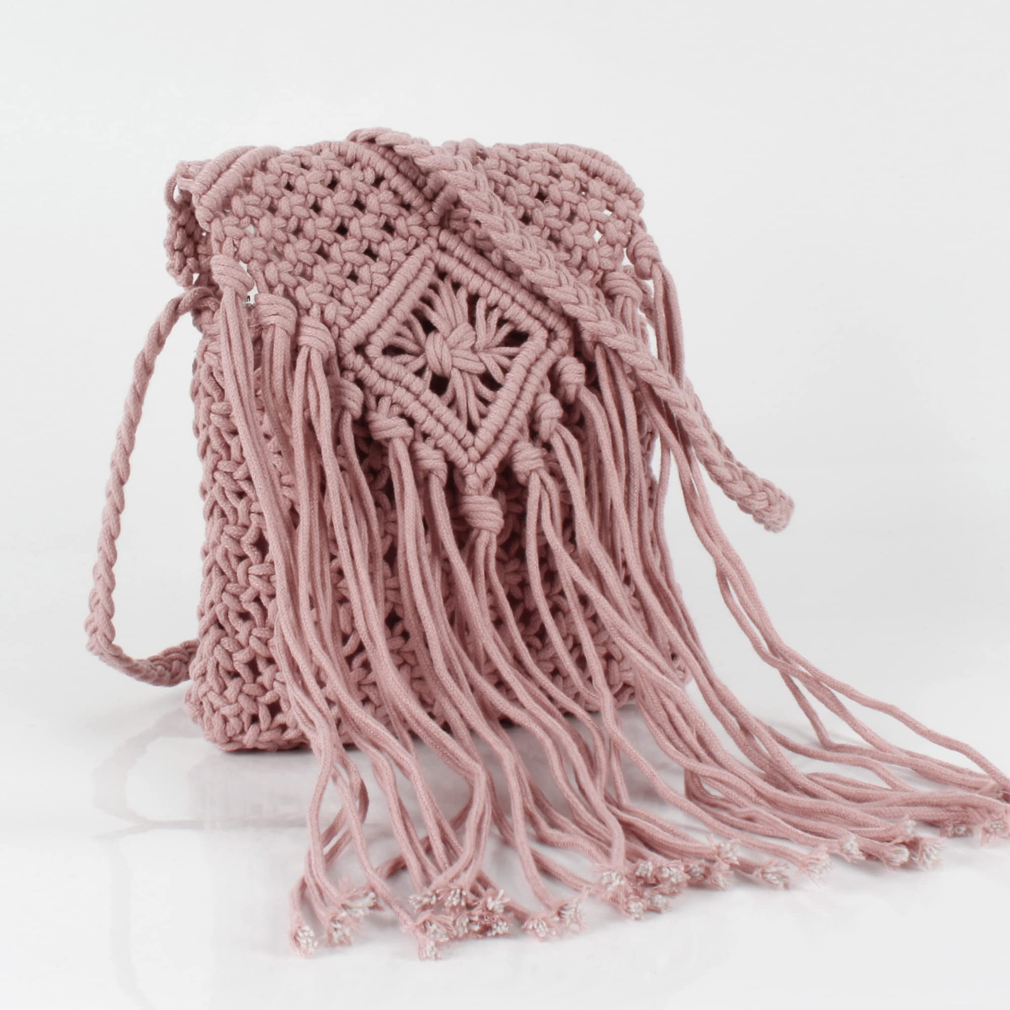 Van Caro Handwoven Cotton Straw Shoulder Bag - Crochet Tassel Bohemian Beach Purse for Women | Perfect for Summer Outings, Vacations & Boho Fashion Accessories