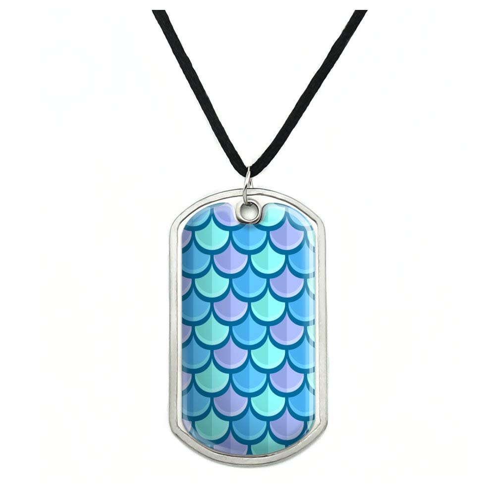 Mermaid Scale Dog Tag Necklace - Military Style Fish Scale Pendant with Adjustable Cord - Perfect for Costumes, Cosplay & Everyday Fashion Accessories