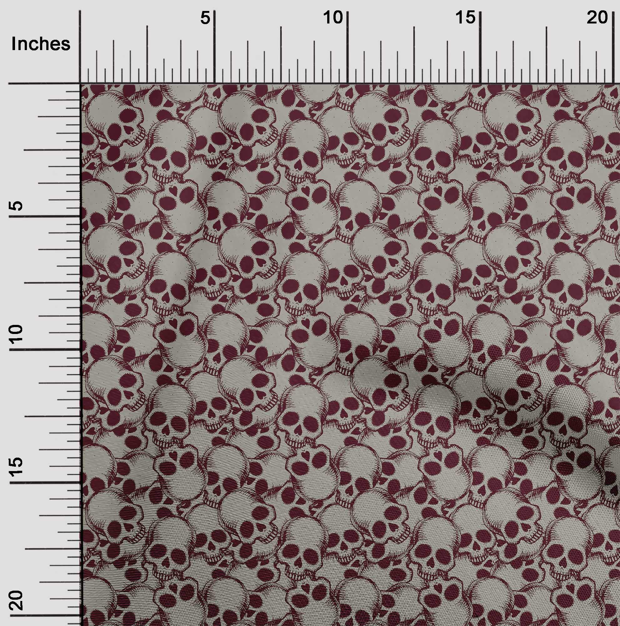 oneOone Velvet Muesli Fabric Skull Print Fabric by The Yard - 58 Inch Wide DIY Sewing Material for Gothic Clothing, Costumes, Home Decor & Craft Projects