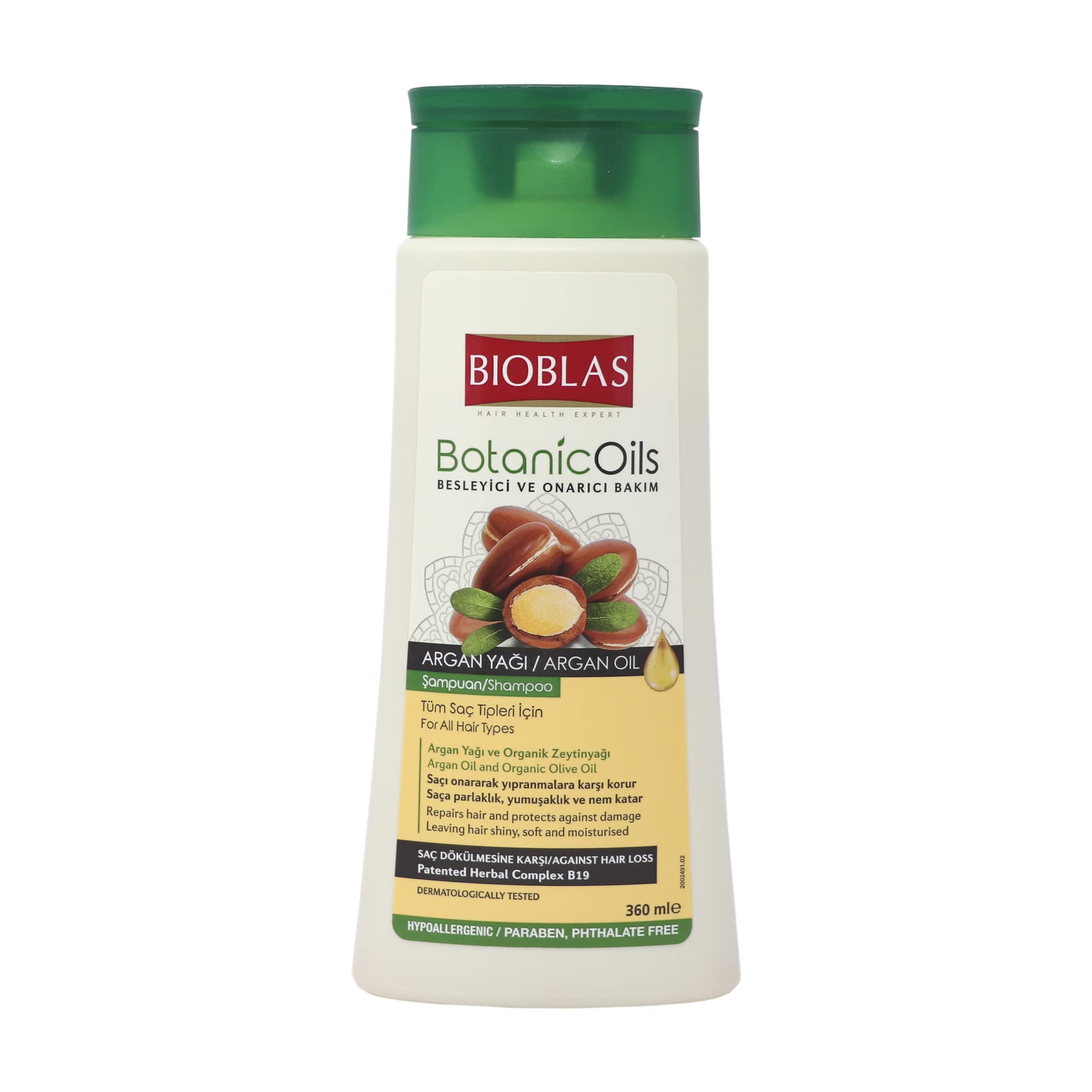 Bioblas Argan Oil & Organic Olive Oil Hair Loss Shampoo for Men and Women - Dermatologist Tested Hypoallergenic Formula for Thinning Hair - 12 oz | Daily Use for Stronger, Healthier Hair at Home & Salon