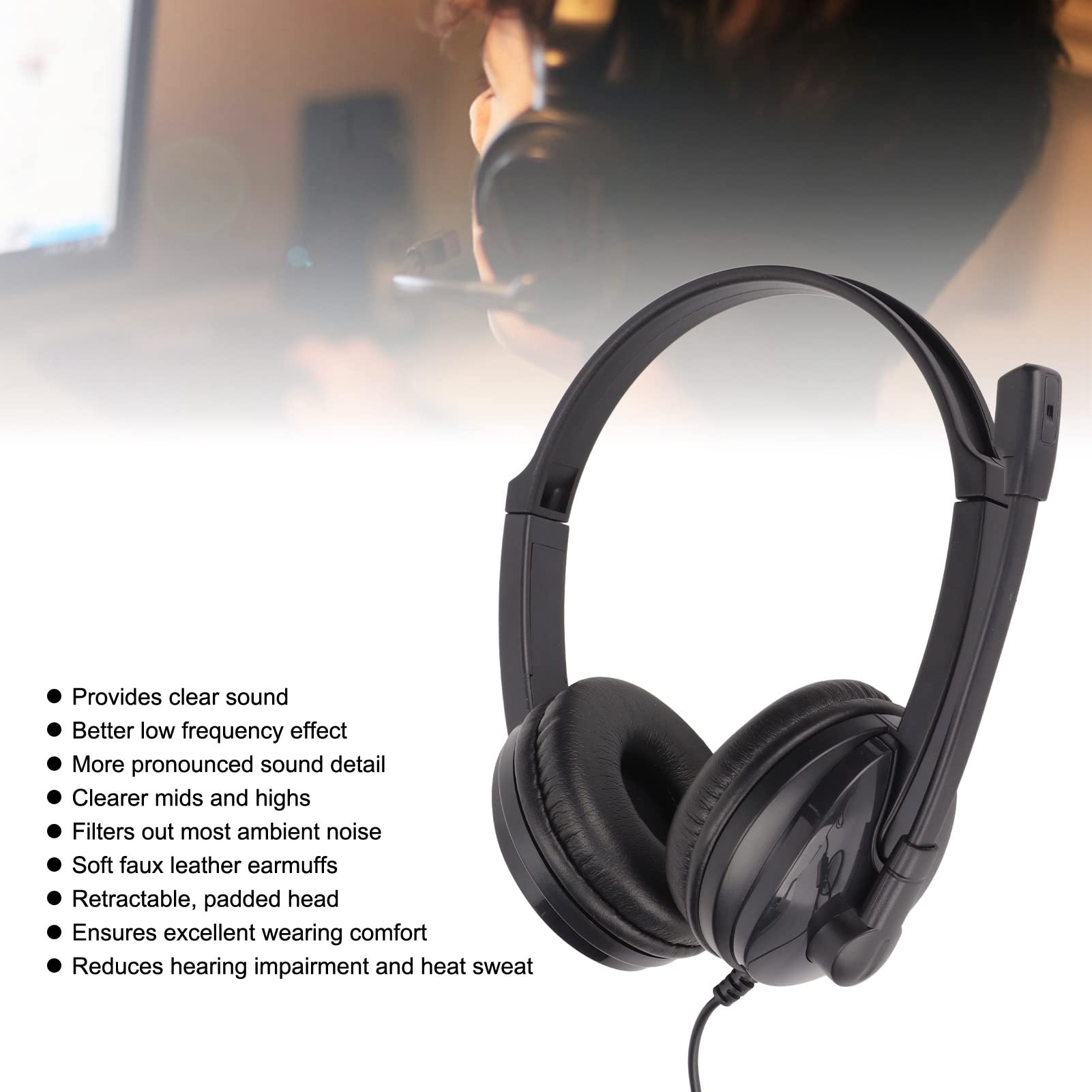 Premium Wired Gaming Headset with Noise-Canceling Microphone - 3.5mm Stereo Surround Sound Headphones for PS4, Xbox One, PC & Laptop - Adjustable Volume & Comfortable Ear Cushions for Long Gaming Sessions, Online Classes & Work Calls