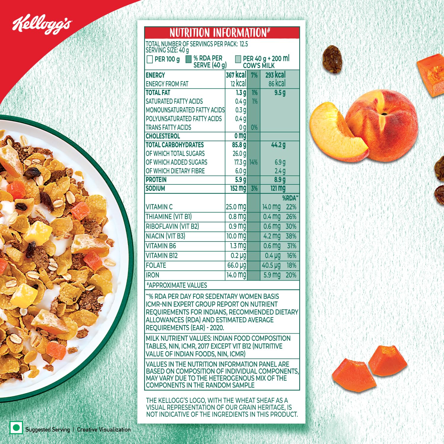 Kellogg's Muesli with 24% Fruit - 500g Breakfast Cereal | Healthy Morning Meal & Snack for Adults & Kids | Perfect for Home, Office & Travel
