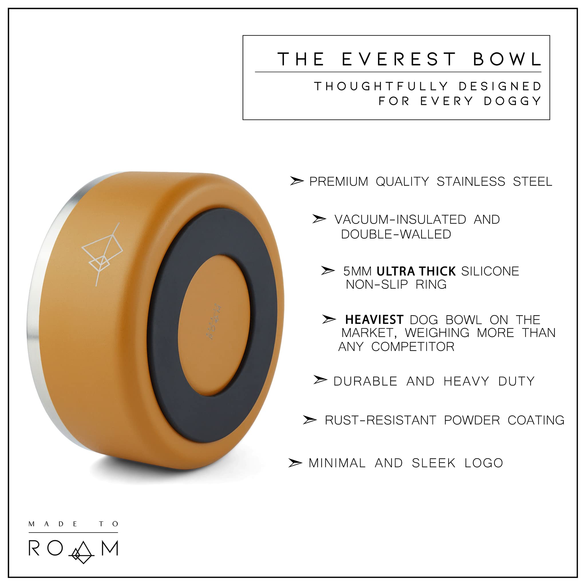 Premium Everest Stainless Steel Double-Walled Vacuum-Insulated Dog Bowl - 64oz Non-Slip Pet Food & Water Dish for Travel, Camping & Outdoor Adventures (Michigan Autumn Color)