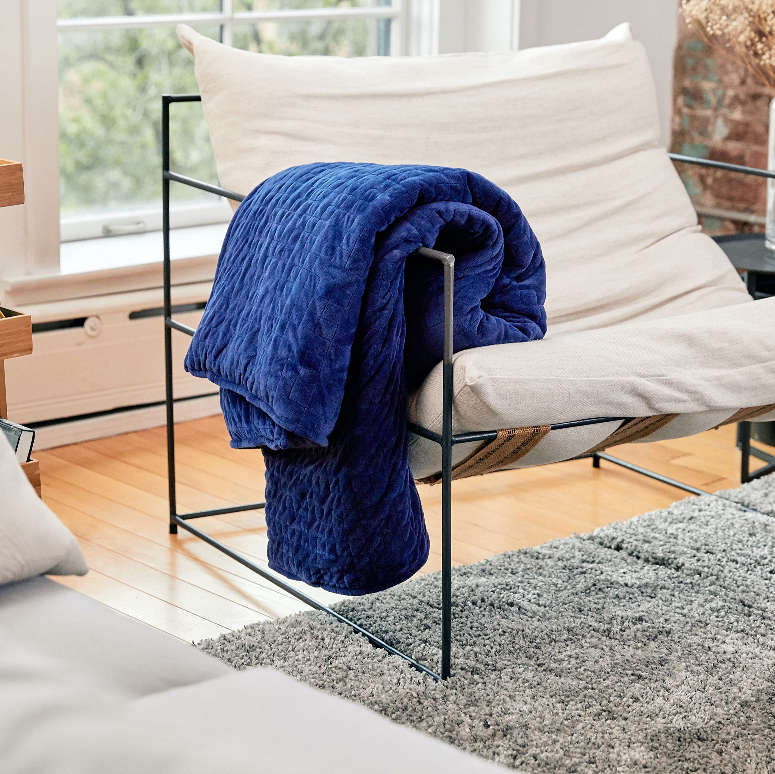 Original Weighted Blanket for Adults - 15lbs Navy Gravity Blanket 48