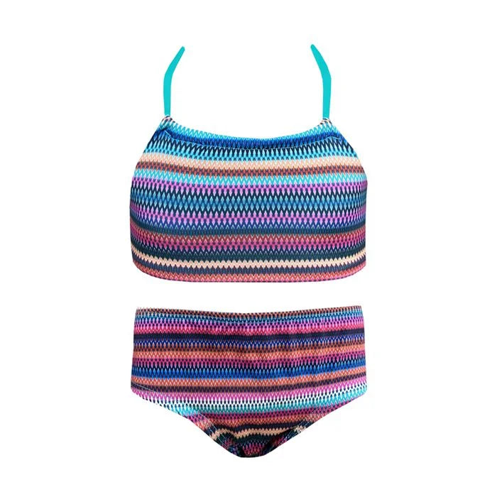 Colorful Stripes Girls Two Piece Swim Set - Cute Matching Bikini for Toddler & Kids - Perfect for Beach, Pool & Summer Vacations