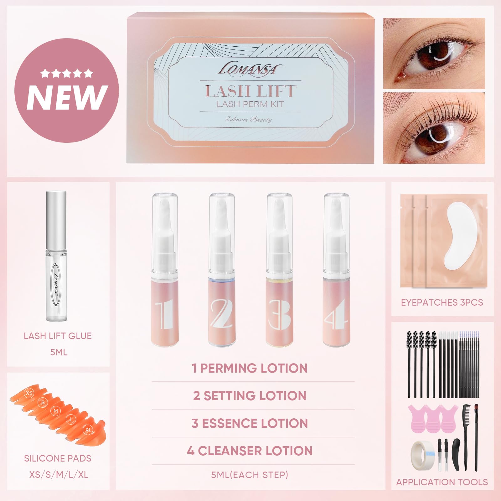 Professional Lash Lift Kit for Eyelash Perm - Instant Curling & Lifting with Detailed Instructions - Perfect for Salon, Home Use & DIY Beauty Treatments