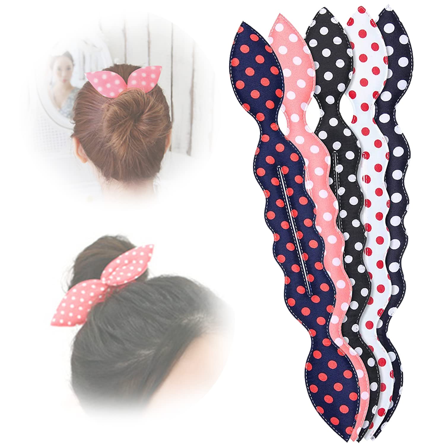 5-Pack Hair Bun Makers - Flexible Reusable Sponge Foam Donut for Ponytail, Twist & Updo Hairstyles | Perfect for Daily Styling, Weddings & Special Occasions
