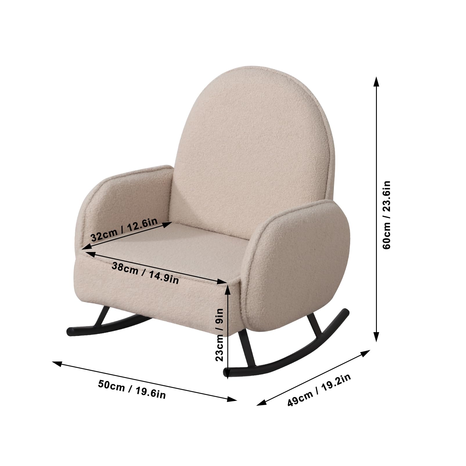 Baby Rocking Chair for Toddlers - Kids Rocking Armchair with Shaky Metal Base & Soft Sherpa Fabric - Cozy Nursery Rocker for Boys & Girls (Beige) | Perfect for Reading Nook, Bedtime Stories & Playroom Relaxation