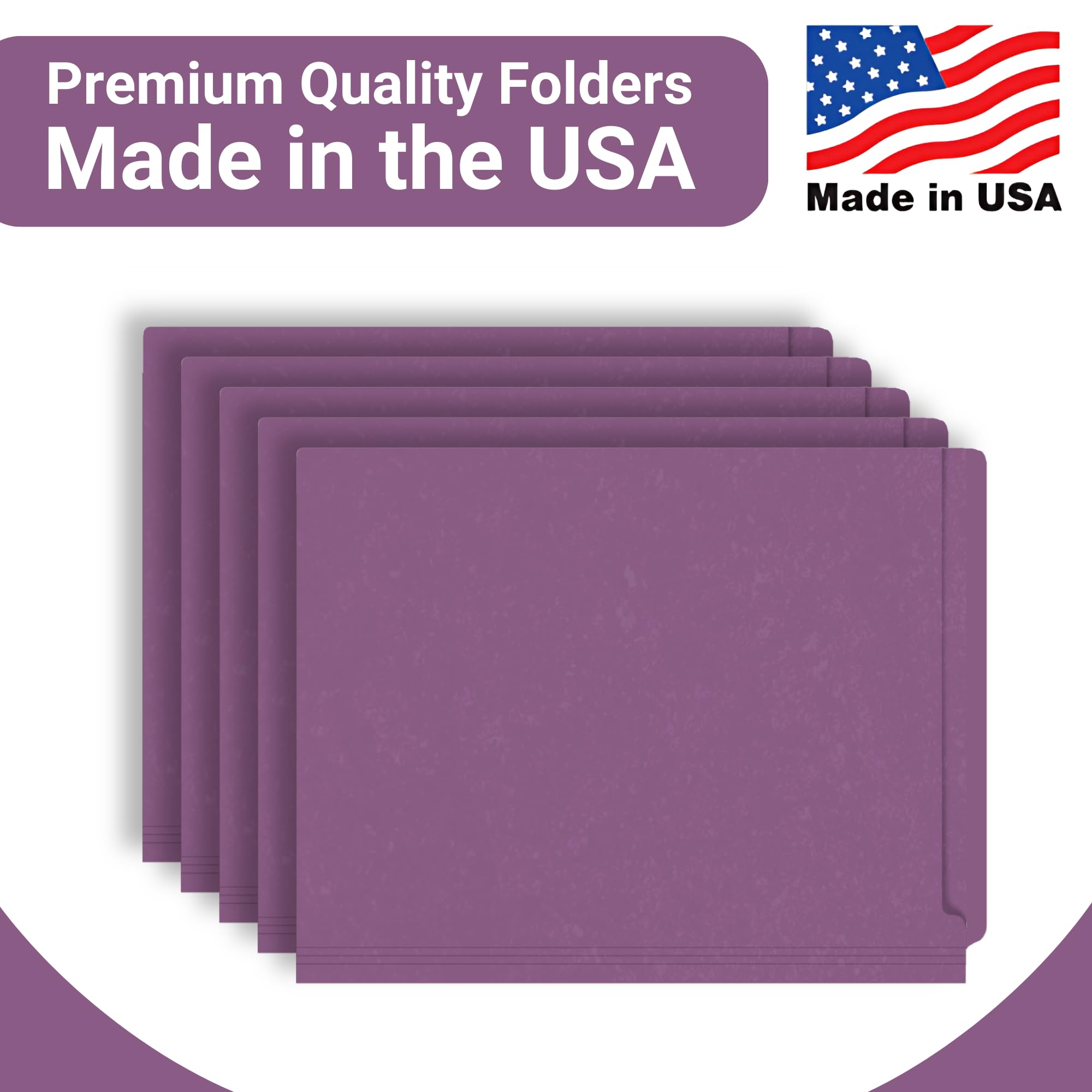 Premium Purple Letter Size File Folders - 14pt Reinforced End Tab Folders, Pack of 50 | Organize Medical Documents, Office Files & School Papers