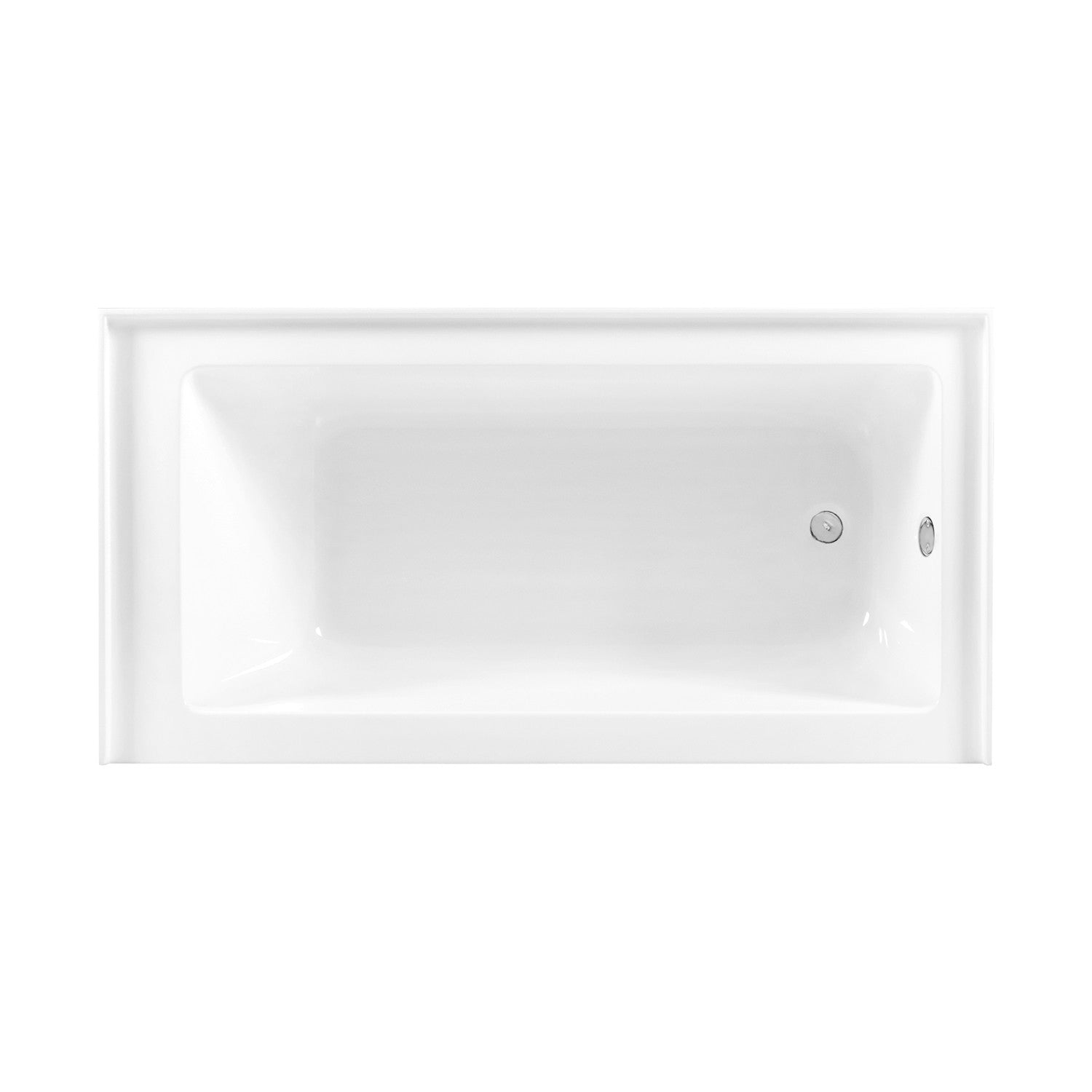 Aqua Eden 60 Inch Acrylic Rectangular 3 Wall Alcove Bathtub - Right Hand Drain, Glossy White with Polished Chrome Finish | Perfect for Modern Bathroom Renovations & Spa-Like Retreats
