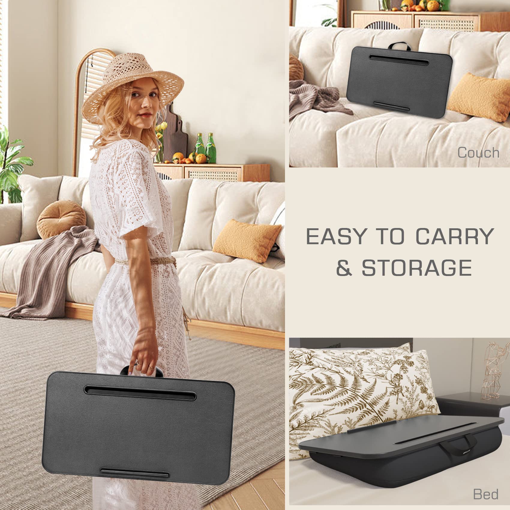 Portable Laptop Lap Desk with Cushion for 17