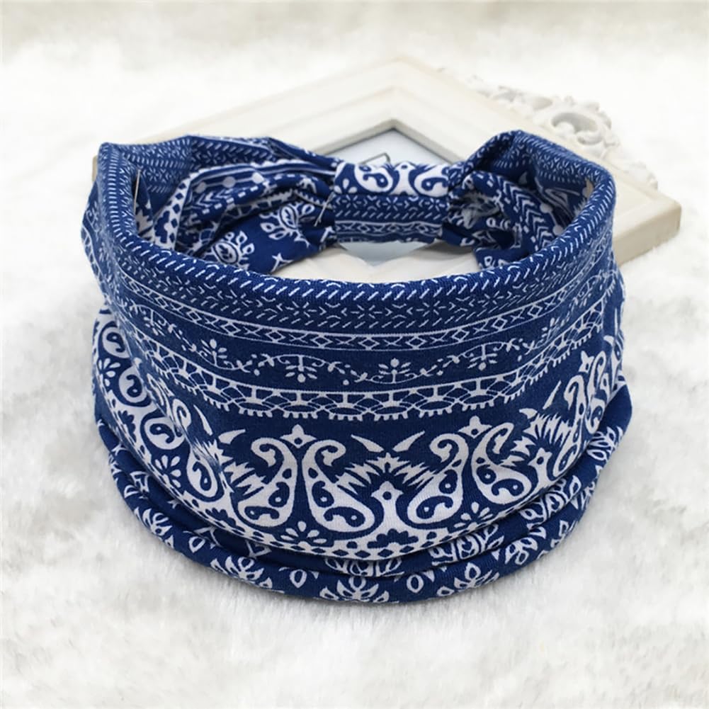 Premium Non-Slip Stretchy Bohemian Headbands for Women - 2 Pack | Yoga Headbands, Workout Hair Accessories, Fashion & Travel Essentials