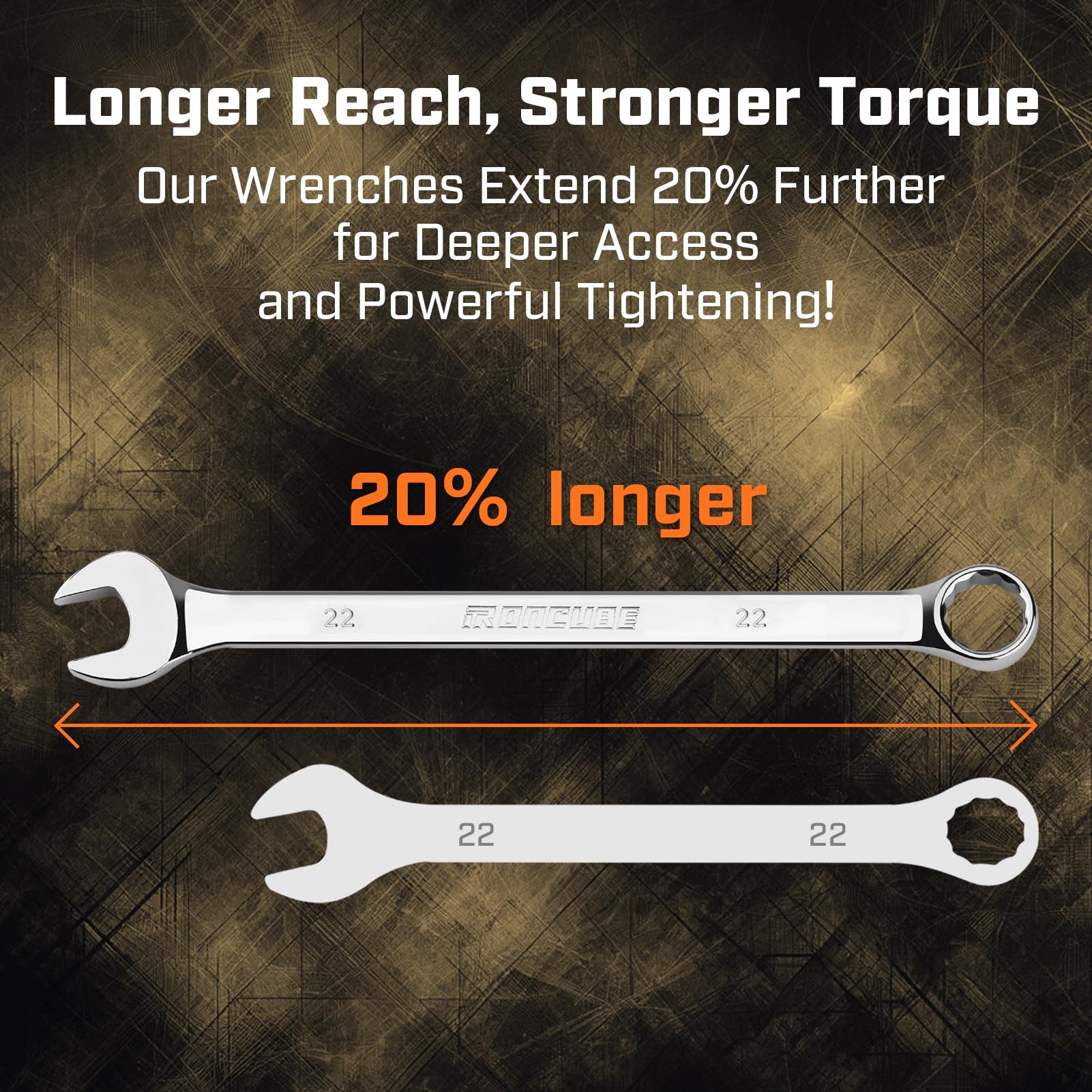 15-Piece Metric Combination Wrench Set (8mm-22mm) - Chrome Vanadium Steel with Mirror Polish & Carry Bag - Professional Automotive & Motorcycle Repair Tool Kit for Mechanics & DIY Enthusiasts