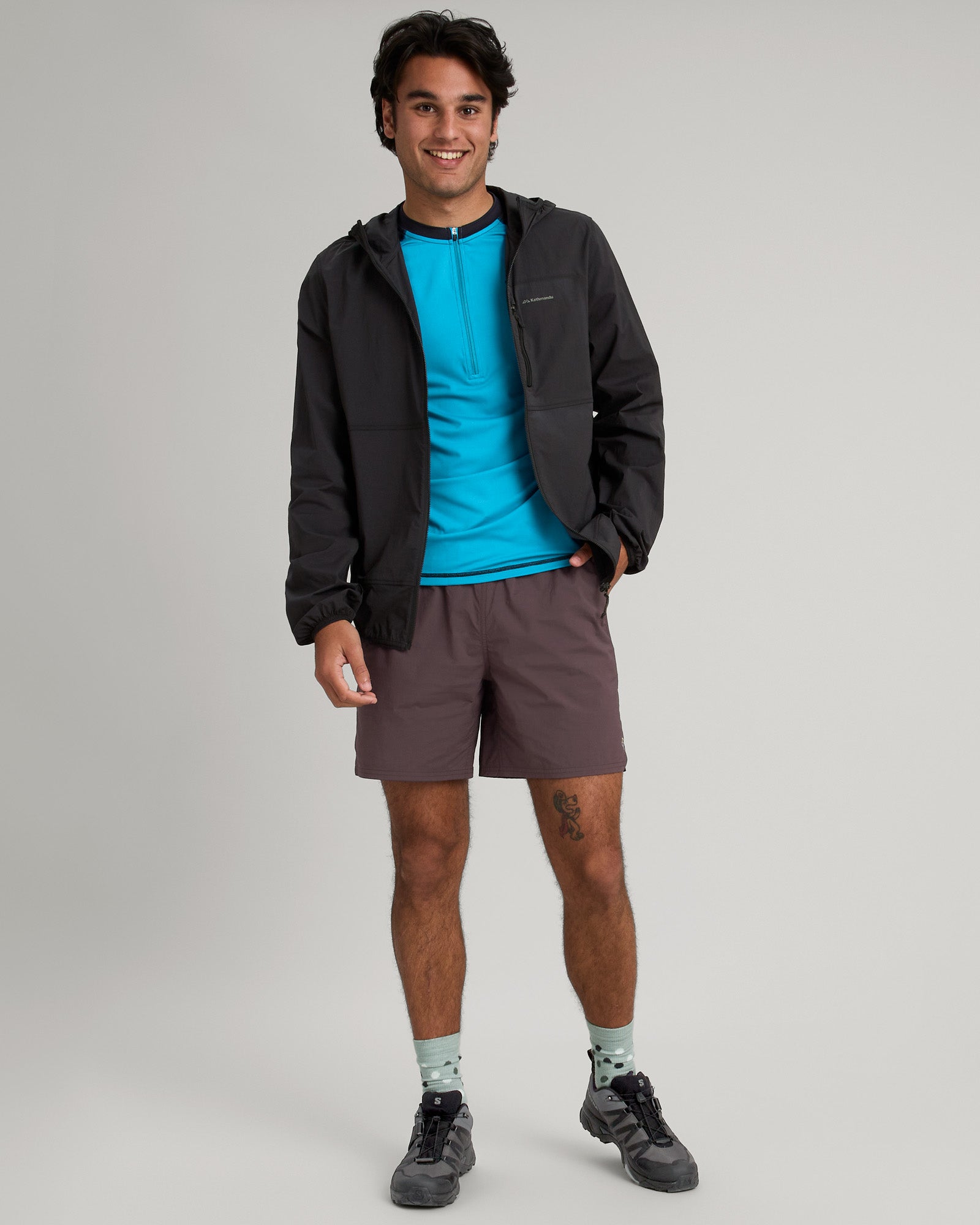 Men's EVRY Where Stretch Windbreaker Jacket - Lightweight Waterproof Running Hoodie for Outdoor Sports & Travel (Black Stingray) | Perfect for Hiking, Jogging & Casual Wear