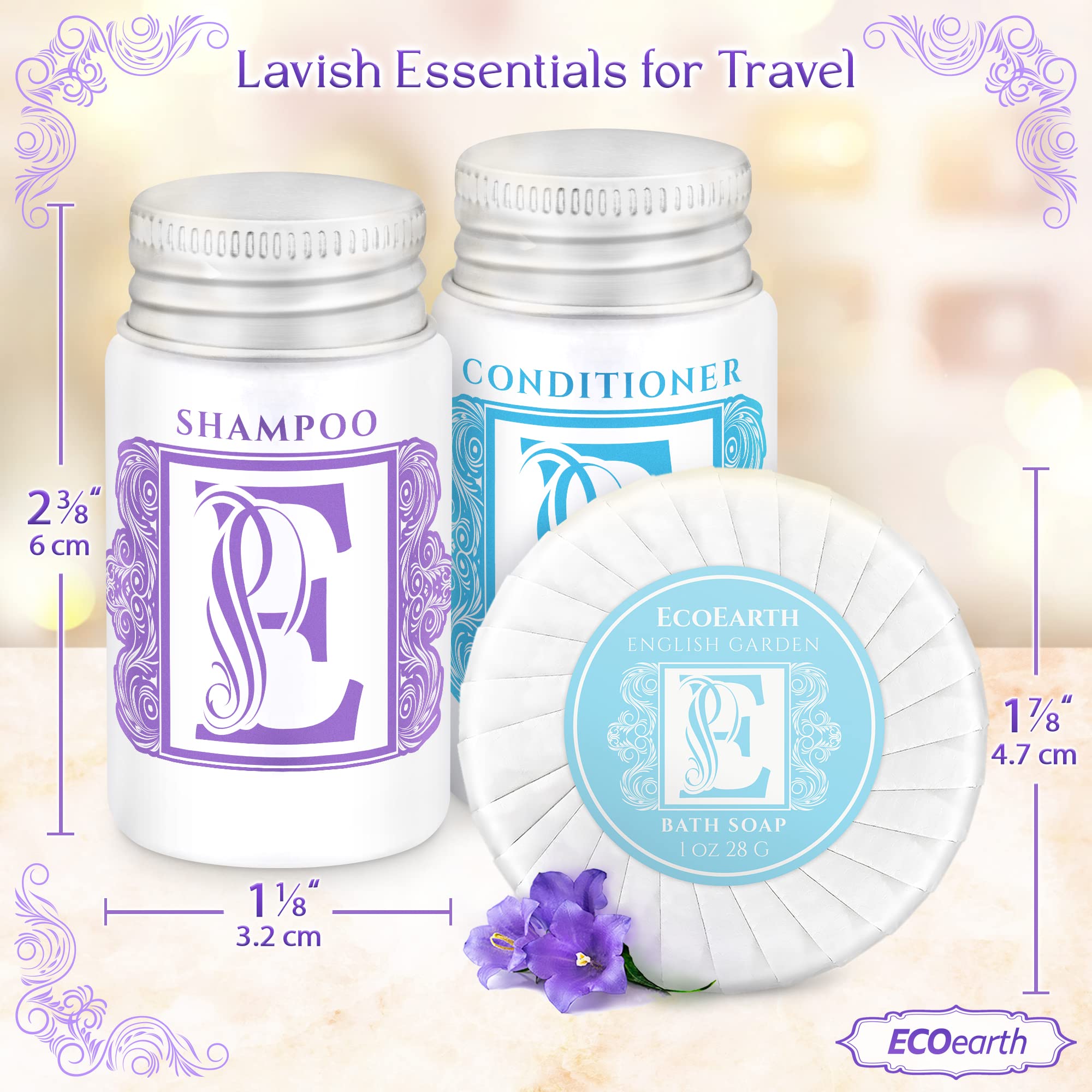 Premium Travel & Hotel Amenities Kit (1 Oz, 150 Count) - Luxury Guest Toiletries Set with 50 Round Soaps, 50 Shampoos & 50 Conditioners - Eco-Friendly Hotel Supplies for Hospitality Business, Spas & Vacation Rentals