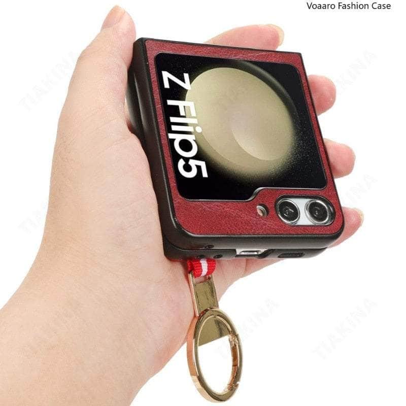 Samsung Galaxy Z Flip 5 Case with Metal Ring & Wrist Strap - Protective Phone Cover for Women & Men | Perfect for Gym, Travel & Everyday Use