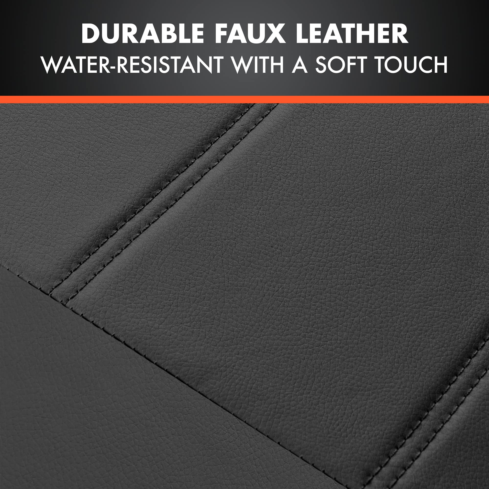 Premium Leatherette Car Seat Covers - Black PU Leather Auto Accessories for Cars, SUVs & Trucks | Waterproof & Comfortable Seat Protectors for Driving, Commuting & Road Trips