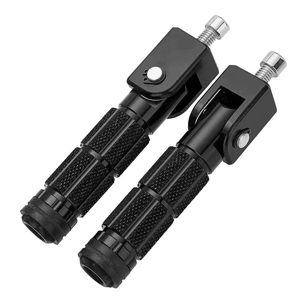 **Jualyue Universal 8mm Foldable Motorcycle Foot Pegs - Anti-Skid Rear Footrest Pedals for Motorbike Frame (Black, 1 Pair) - Perfect for Cruisers, Dirt Bikes & Off-Road Adventures**