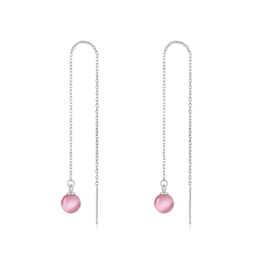 Pink opal threader earrings