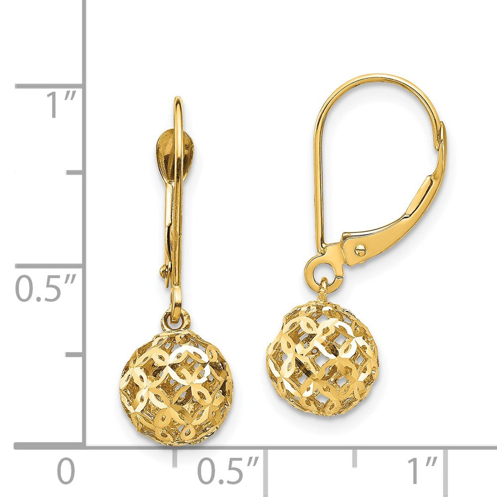 Gold Diamond-Cut Bead Dangle Leverback Earrings (Model YE1871) – Elegant Jewelry for Parties, Weddings & Special Occasions