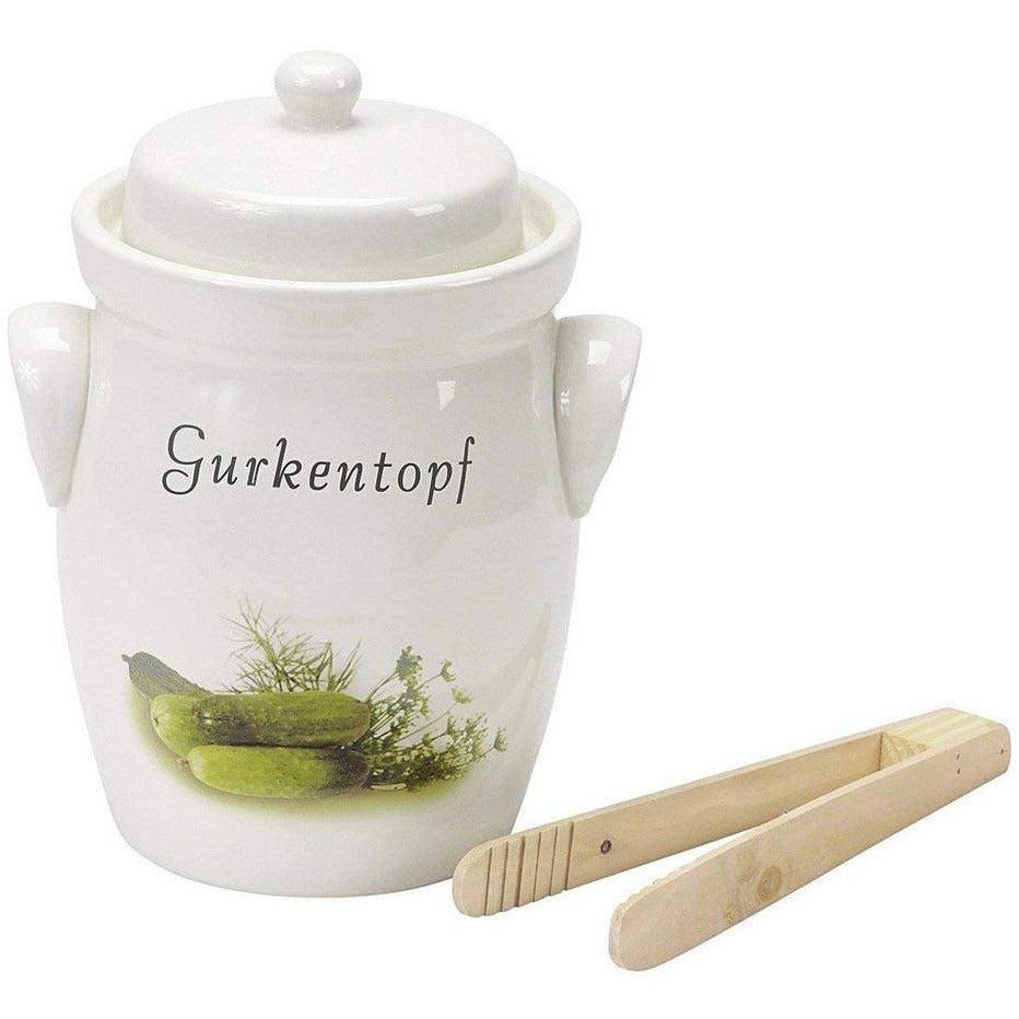 Nik Schmitt 5L Stoneware Pickling & Fermenting Pot - German-Style Gurken Topf ME52 for Homemade Sauerkraut, Kimchi & Pickles | Perfect for Canning, Food Preservation & Fermentation