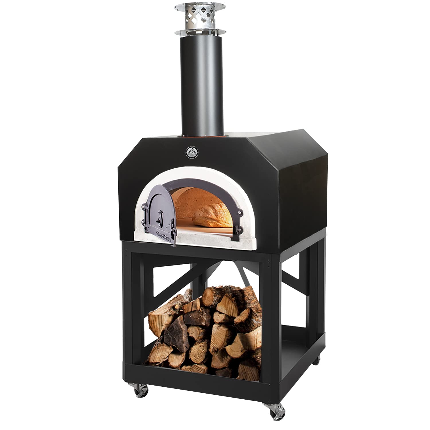 Portable Wood-Fired Outdoor Pizza Oven - CBO-750 Mobile Pizza Maker with Solar Black Hood for Backyard, Camping & Picnics
