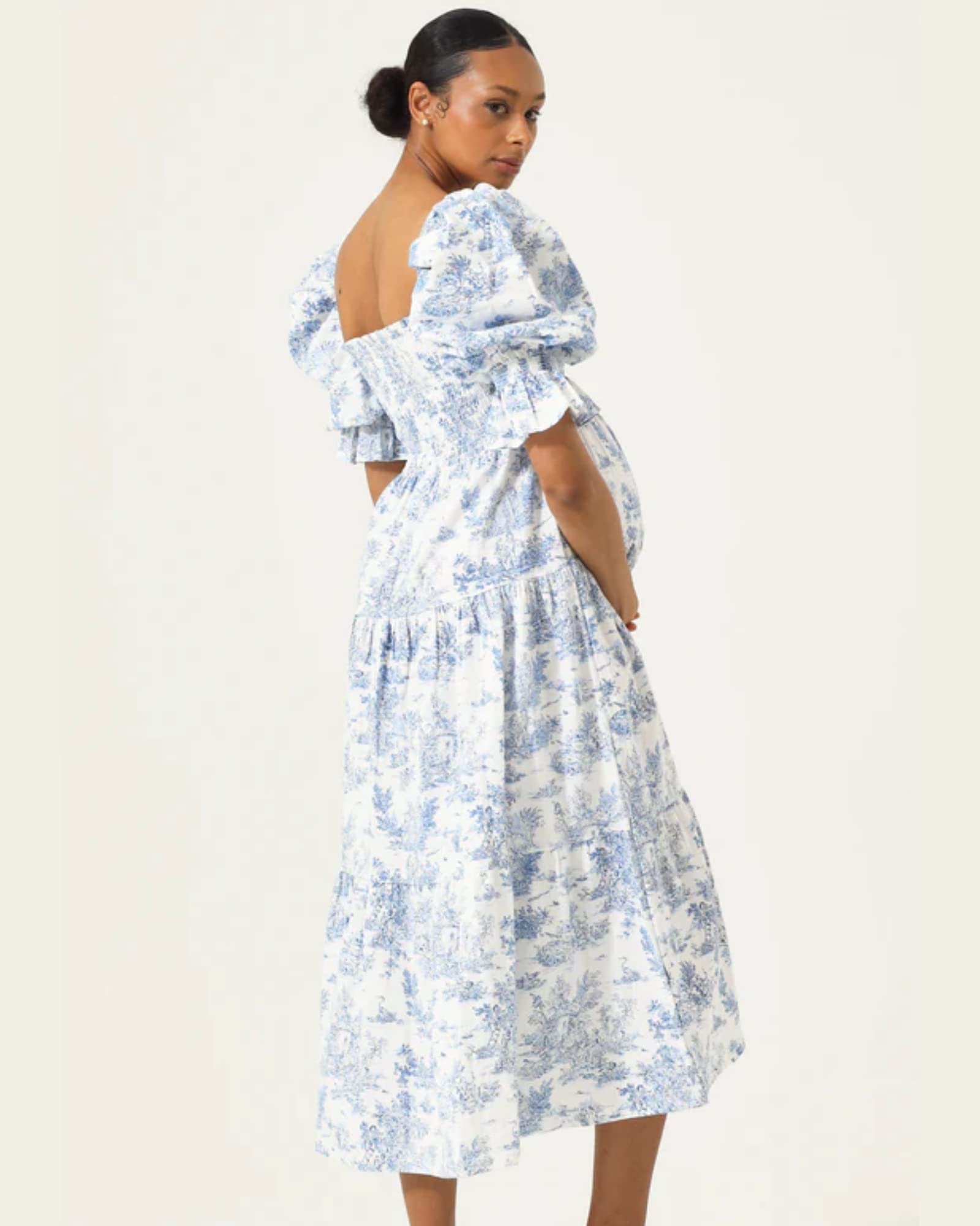 Women's Cotton Linen Maternity Dress - Floral Maxi Pregnancy Gown for Baby Shower & Nursing | Comfortable Casual Maternity Wear for Expecting Mothers | Perfect for Pregnancy Photos, Bridal Showers & Summer Outfits
